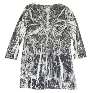 Live And Let Live Tunic Shirt Womens‎ XL White Gray Whimsigoth Fairy Grunge Glam